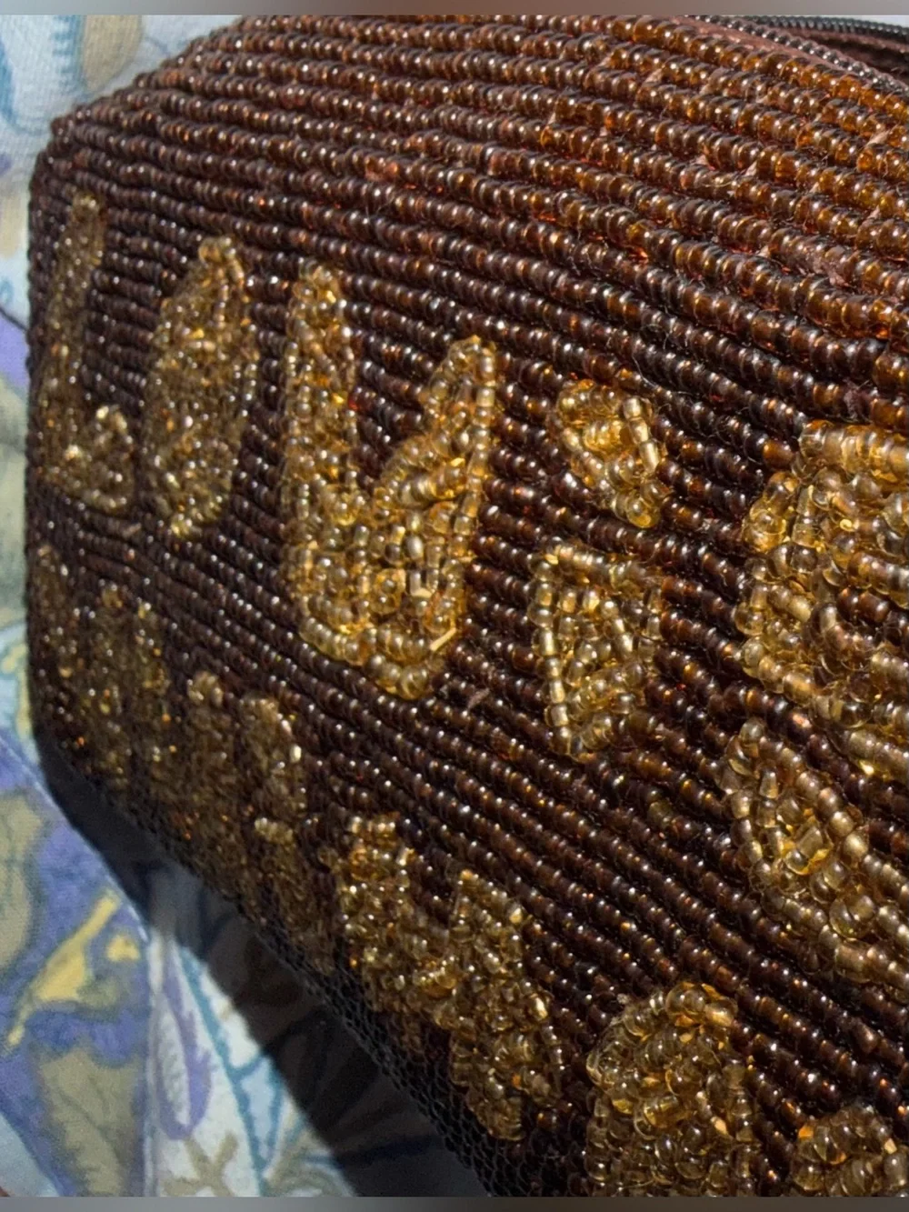 Louis Vuitton purse satchel make up case. Beaded beautifully with strap and gold